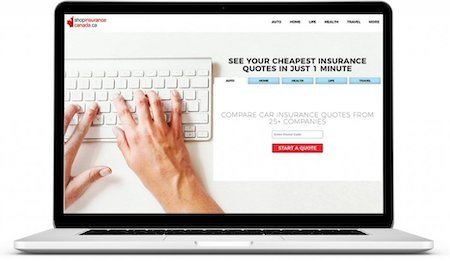 ShopInsuranceCanada.ca on laptop