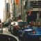 cars downtown in traffic