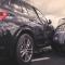 Two vehicles collide in a front-end collision/car accident