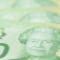 A close-up view of Canadian twenty-dollar bills